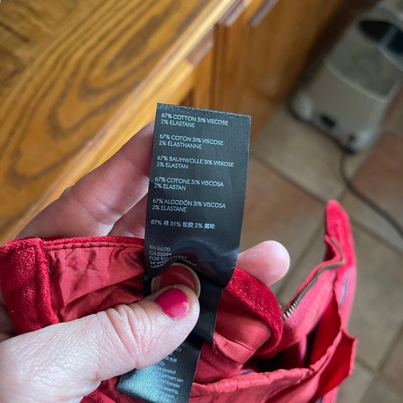 Anthropologie the essential slim red velvet ankle pant size 0 - Picture 4 of 5